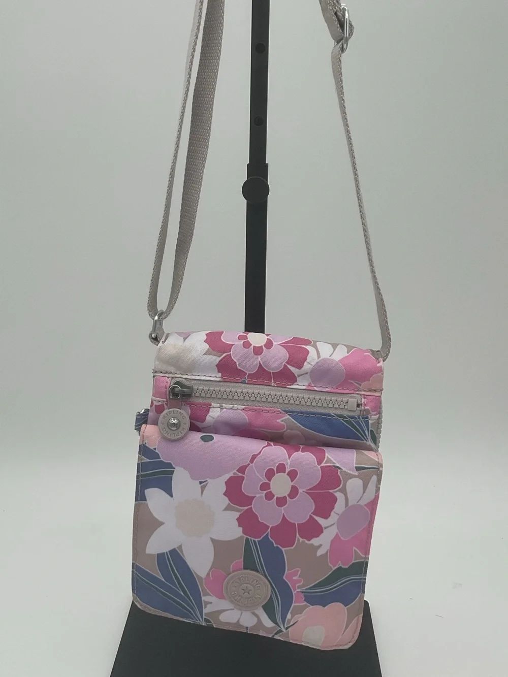Kipling Keiko Pastel Petals Pink Floral Crossbody Bag - no charm